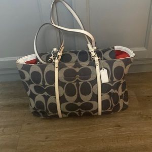 Coach Denim & White Tote